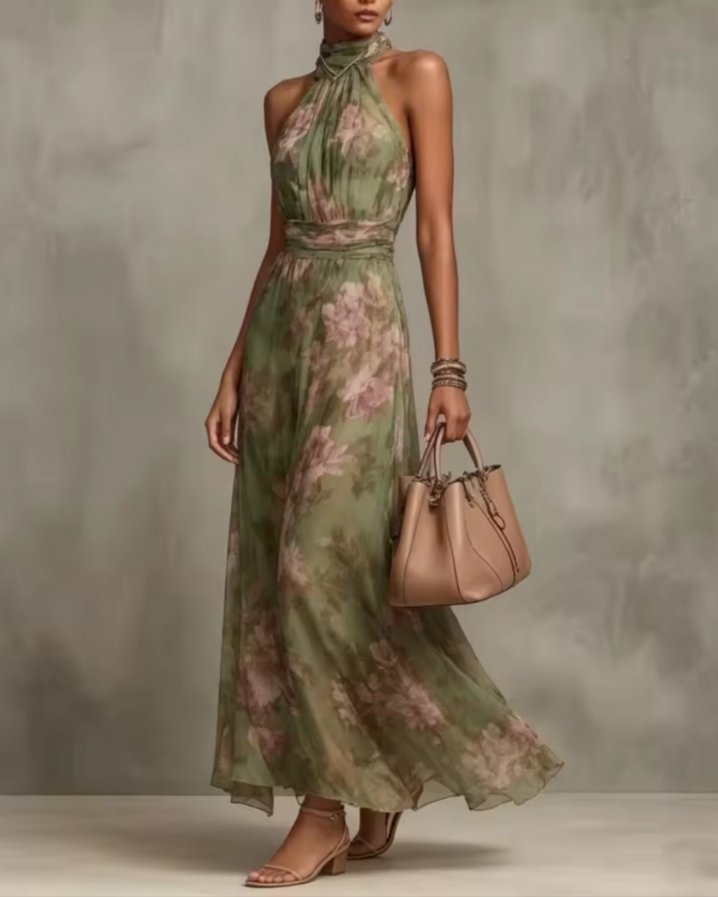 Flora | Vestido Halter con Estampado Floral