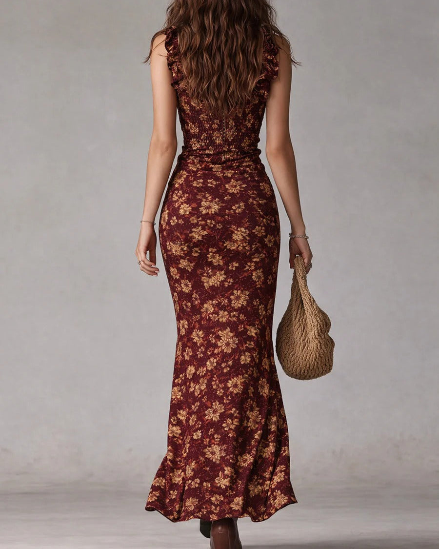 Cassie | Vestido Largo Boho Retro con Abertura