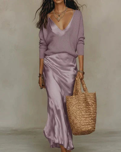 Azara | Vestido Satinado Con Jersey Incluido