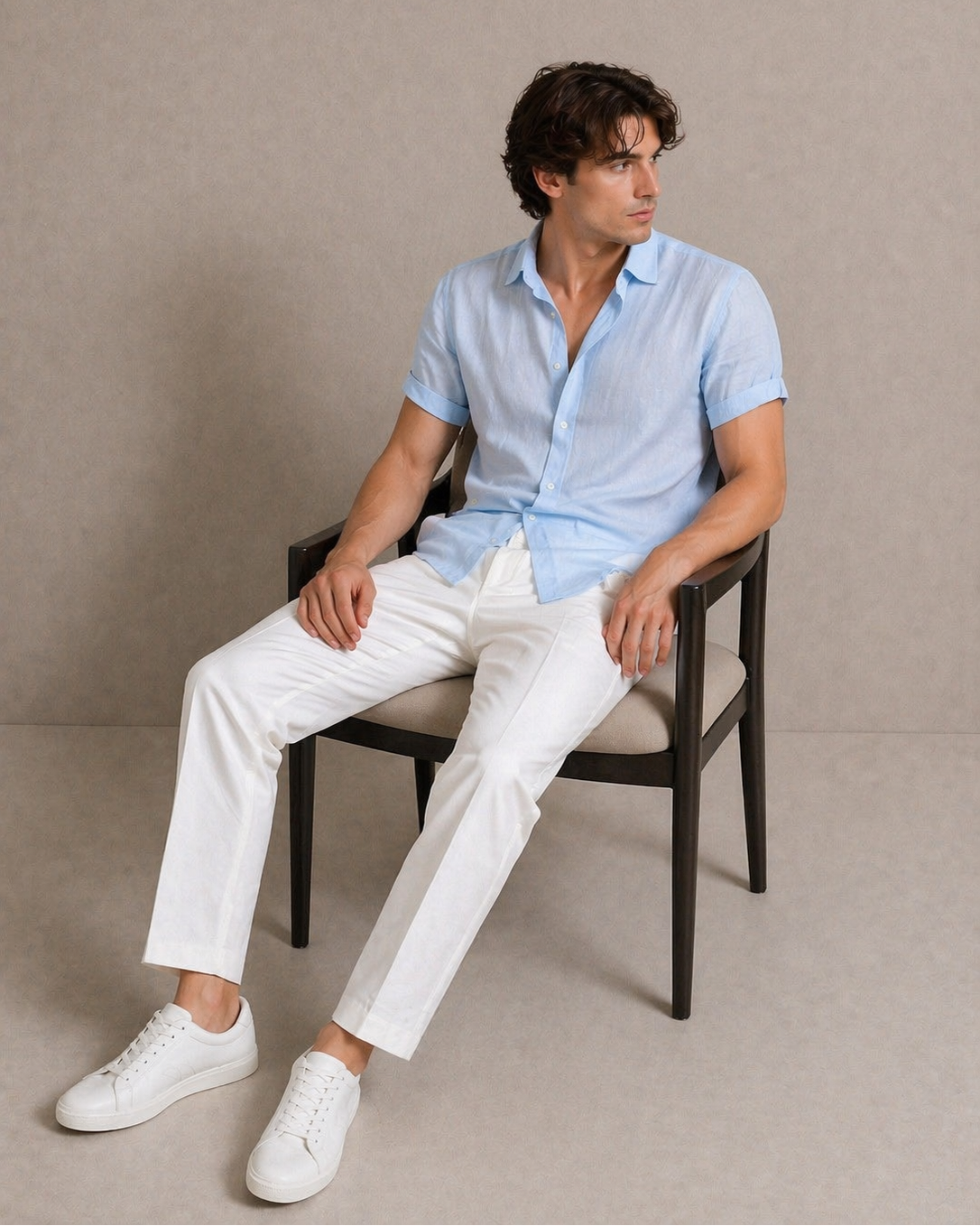 Camisa Corta de Ajuste Delgado