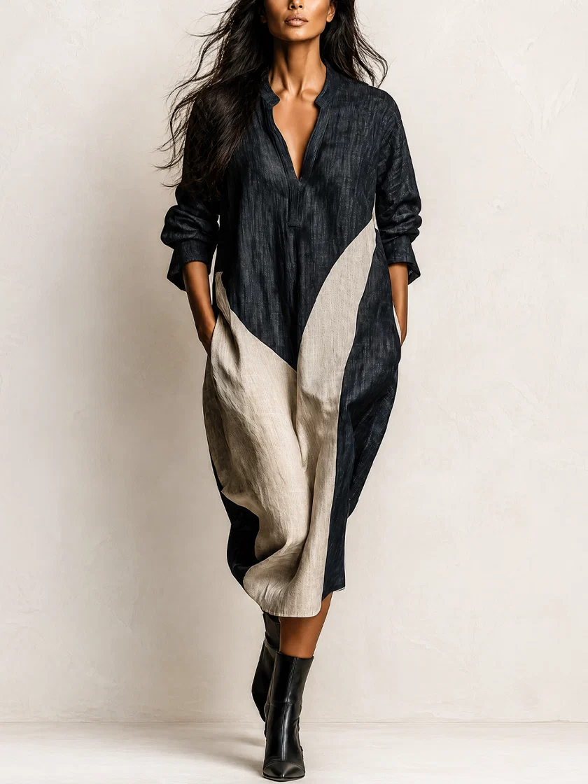 Vestido Midi Casual Suelto Negro