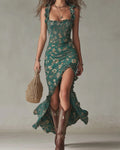 Cassie | Vestido Largo Boho Retro con Abertura
