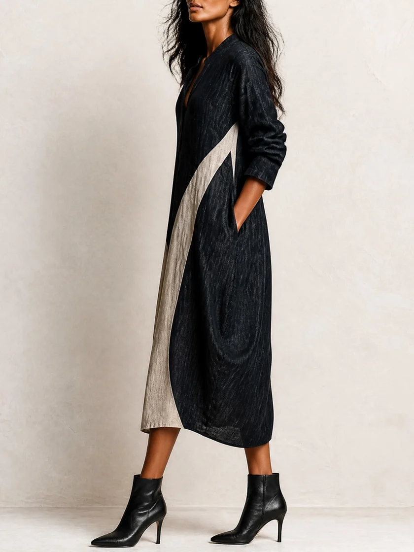 Vestido Midi Casual Suelto Negro