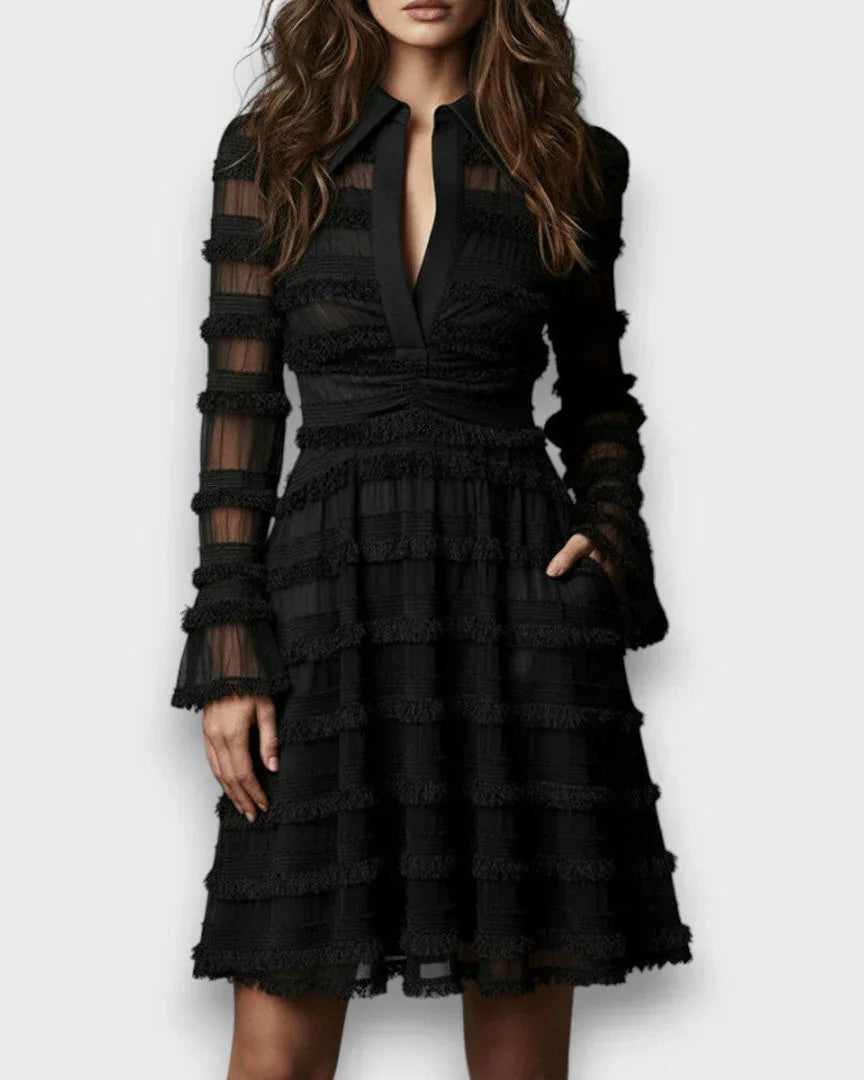 Maia | Vestido Midi Con Flecos Transparentes