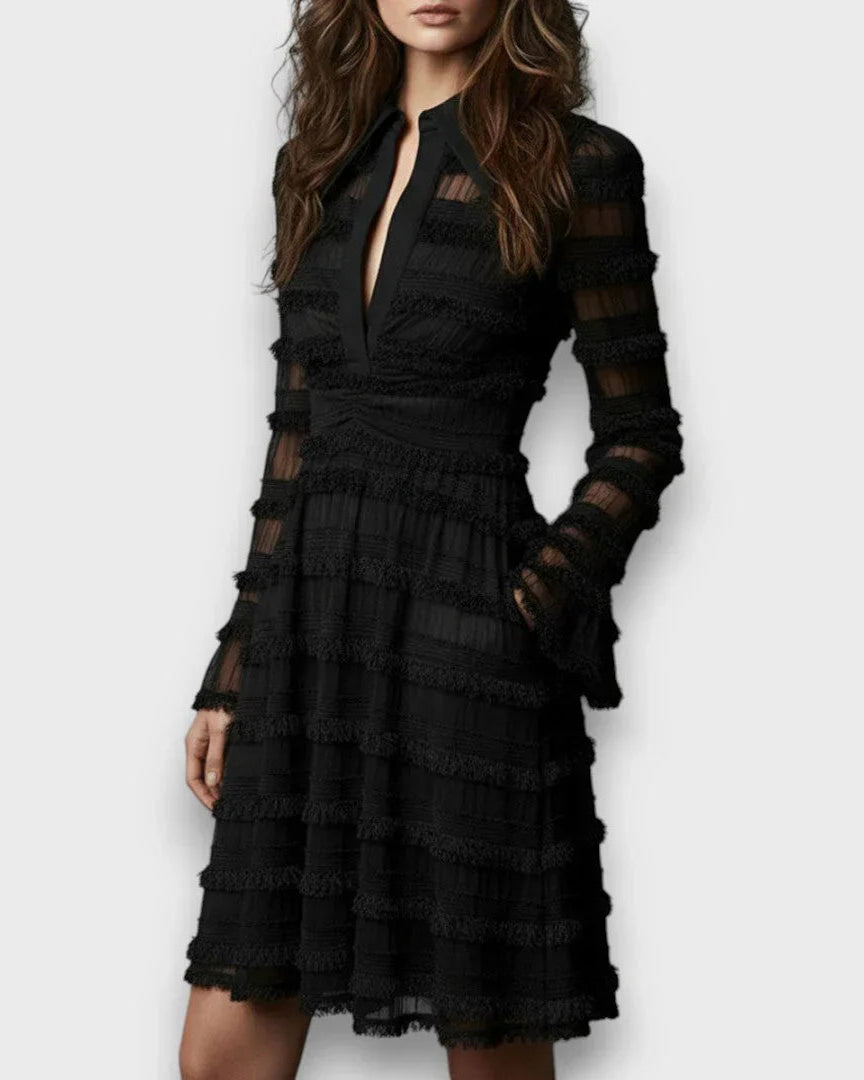 Maia | Vestido Midi Con Flecos Transparentes