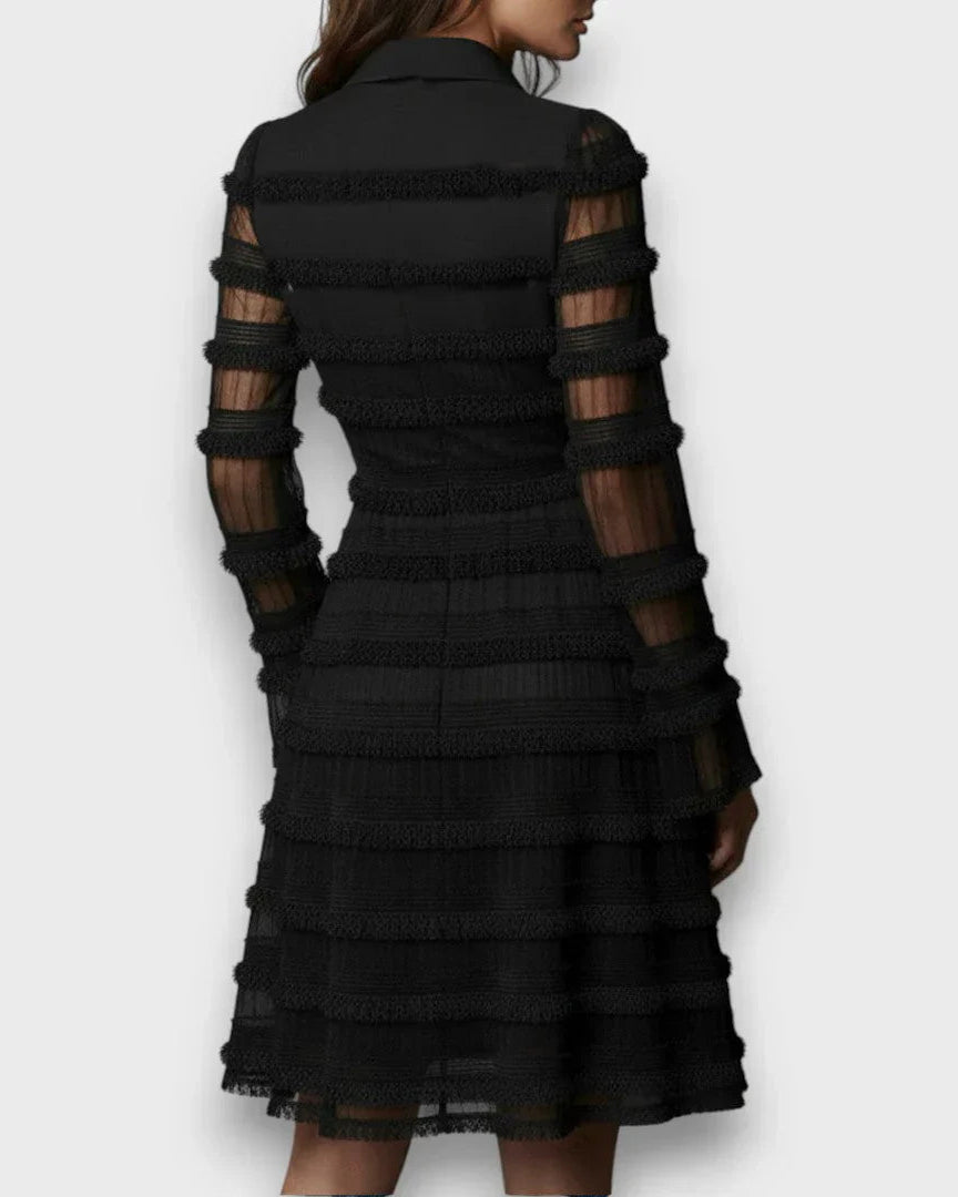 Maia | Vestido Midi Con Flecos Transparentes