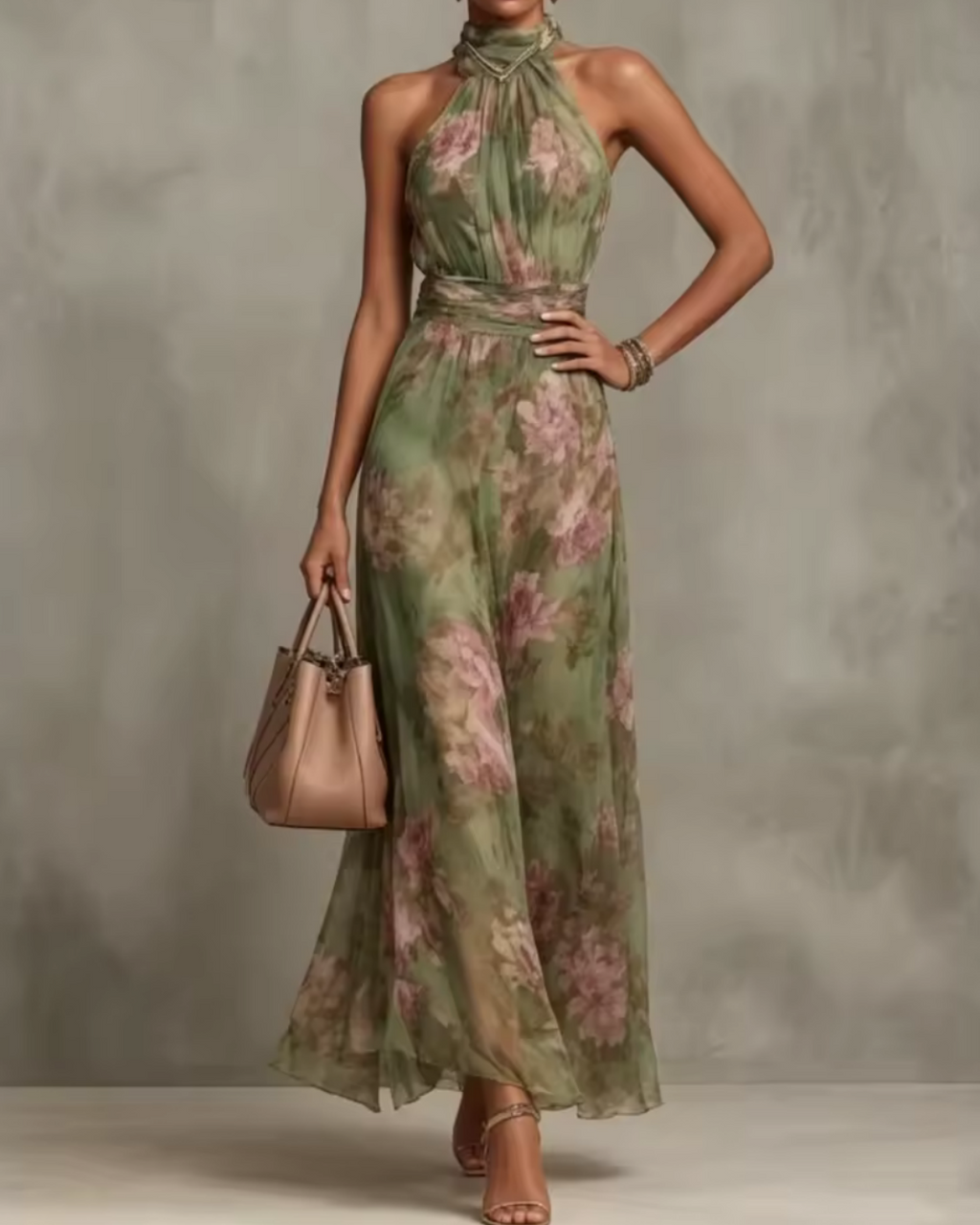 Flora | Vestido Halter con Estampado Floral