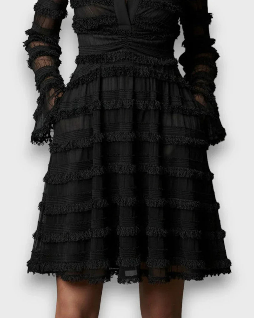 Maia | Vestido Midi Con Flecos Transparentes