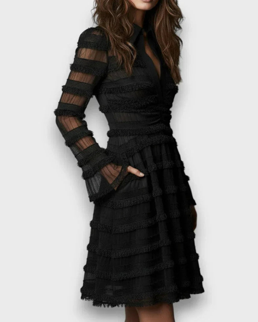 Maia | Vestido Midi Con Flecos Transparentes