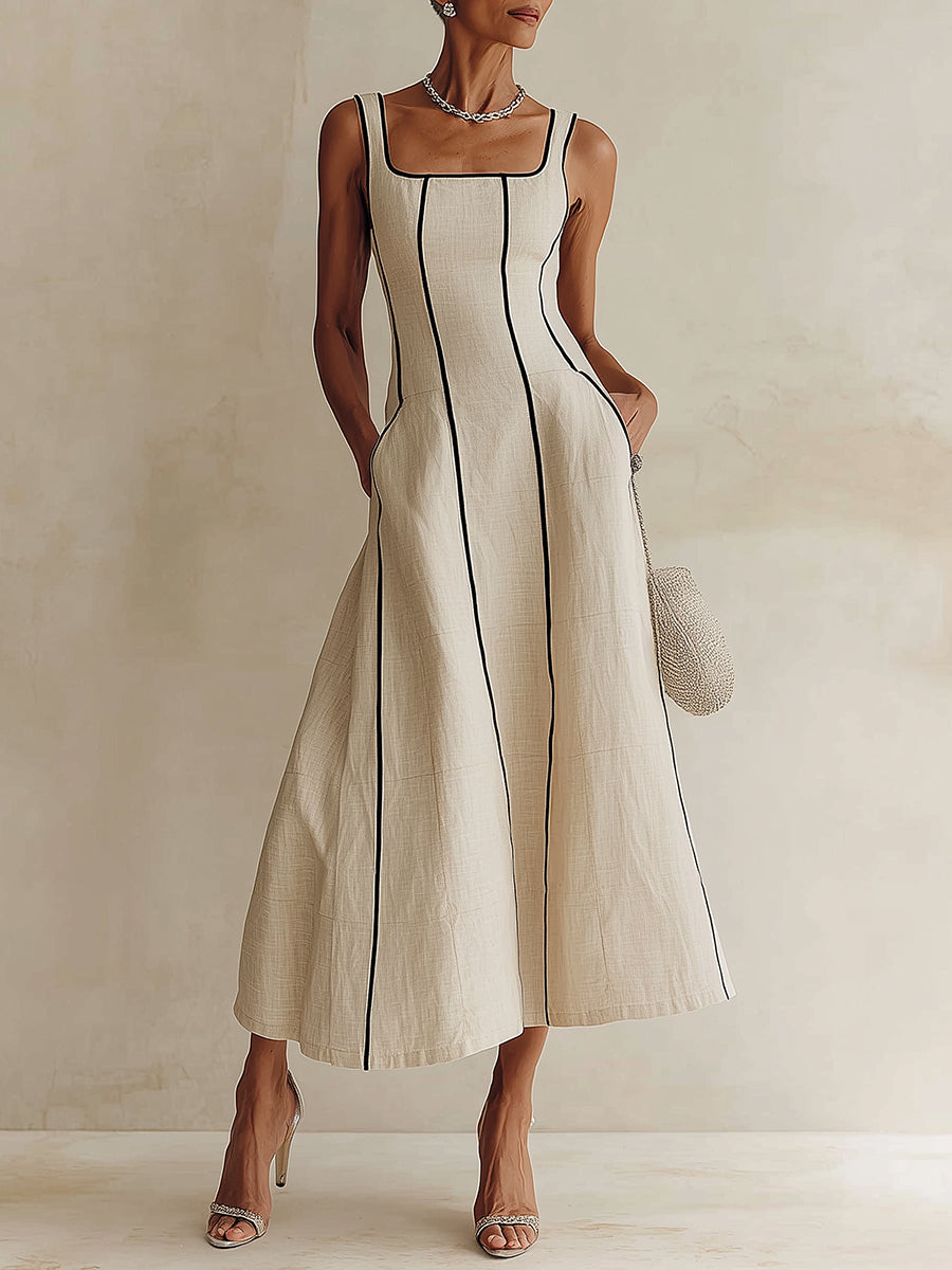 Alba | Vestido de Lino Bicolor