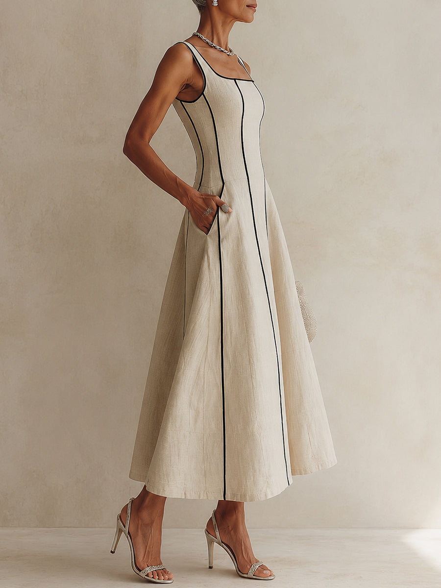 Alba | Vestido de Lino Bicolor