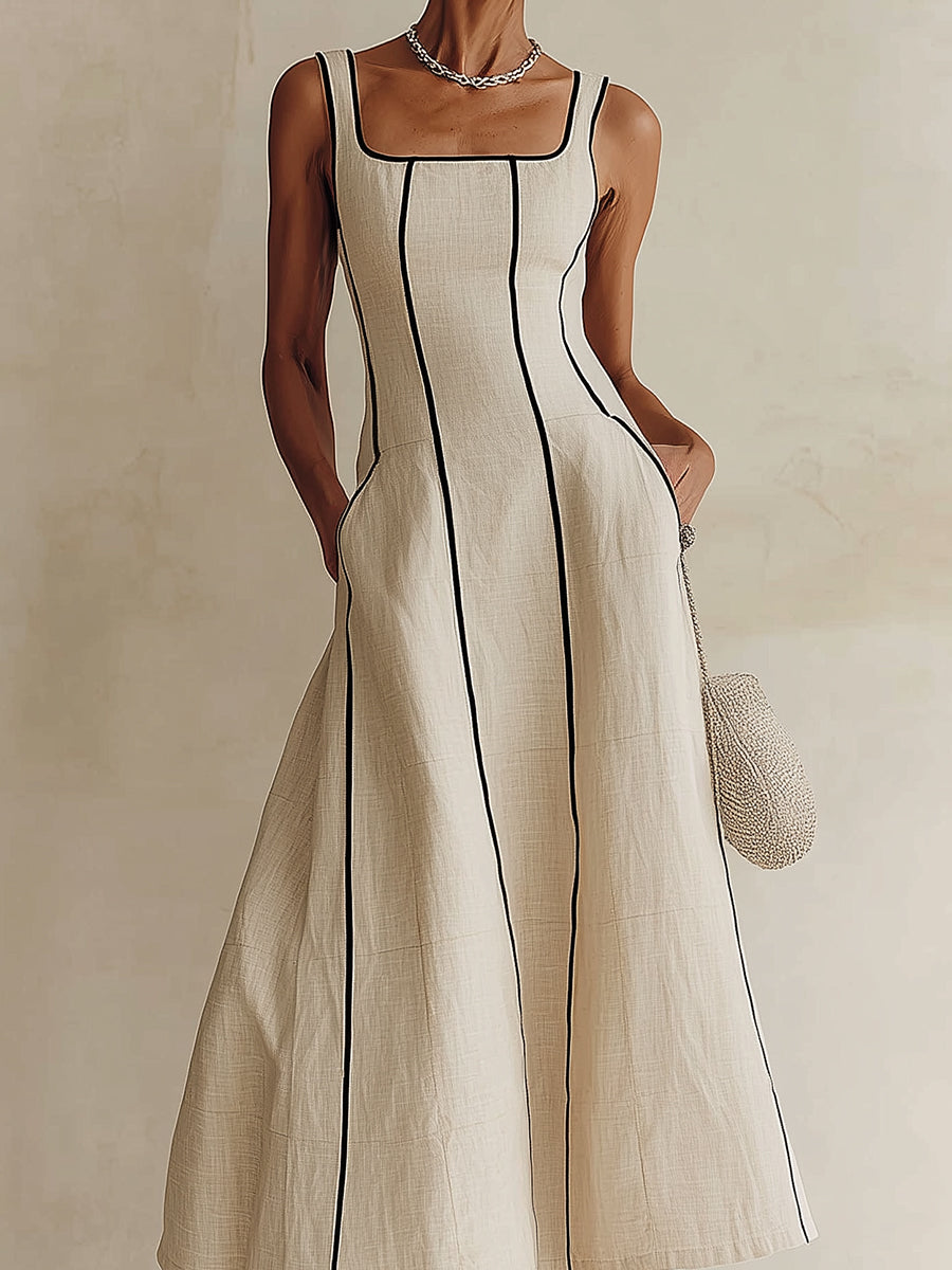 Alba | Vestido de Lino Bicolor