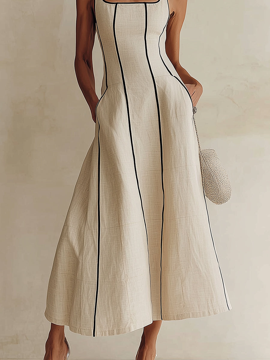 Alba | Vestido de Lino Bicolor