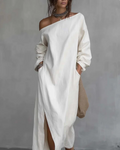 Ángela | Vestido Asimétrico De Lino