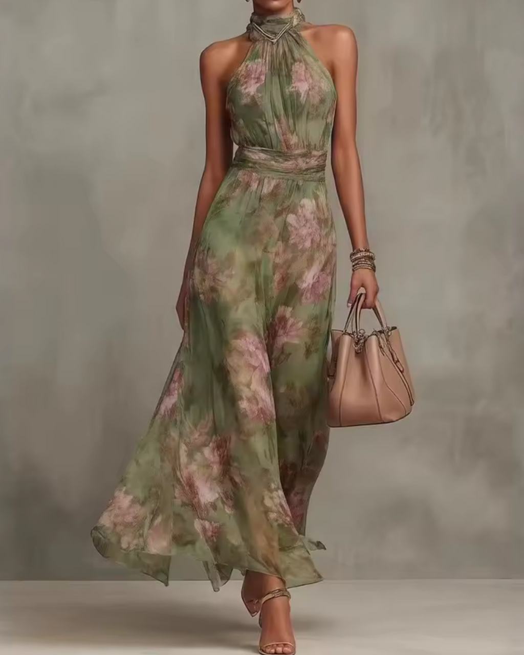 Flora | Vestido Halter con Estampado Floral