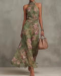 Flora | Vestido Halter con Estampado Floral