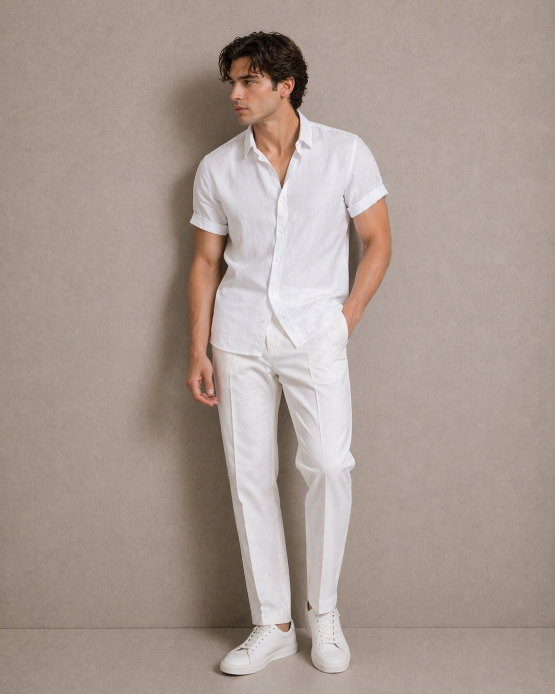 Camisa Corta de Ajuste Delgado