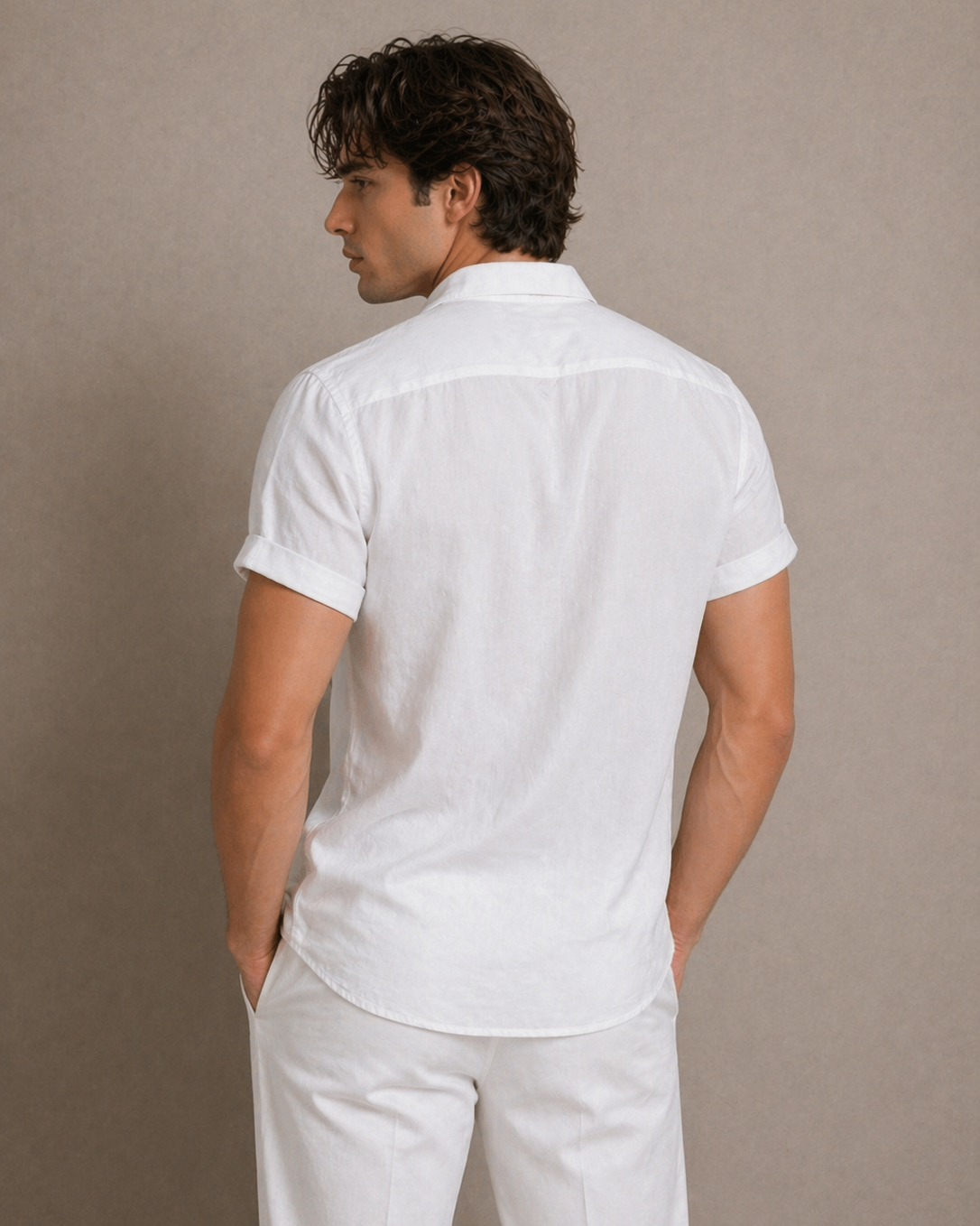 Camisa Corta de Ajuste Delgado