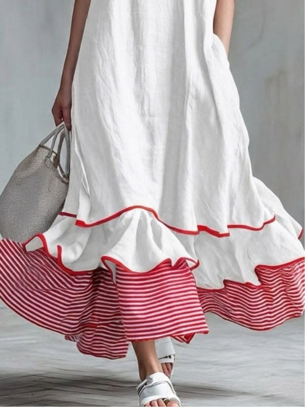 Inma | Vestido casual con parches rayados