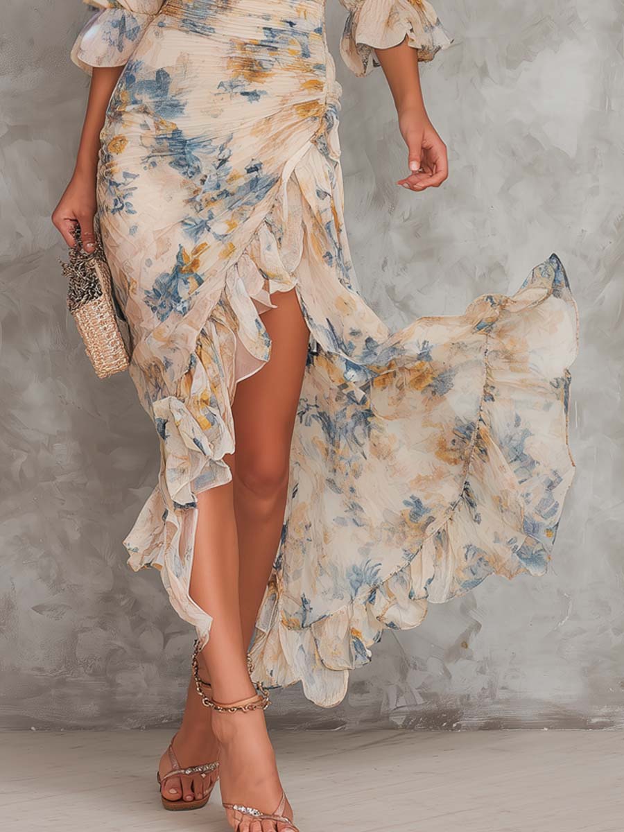 Adele | Vestido Floral con Bajo Irregular