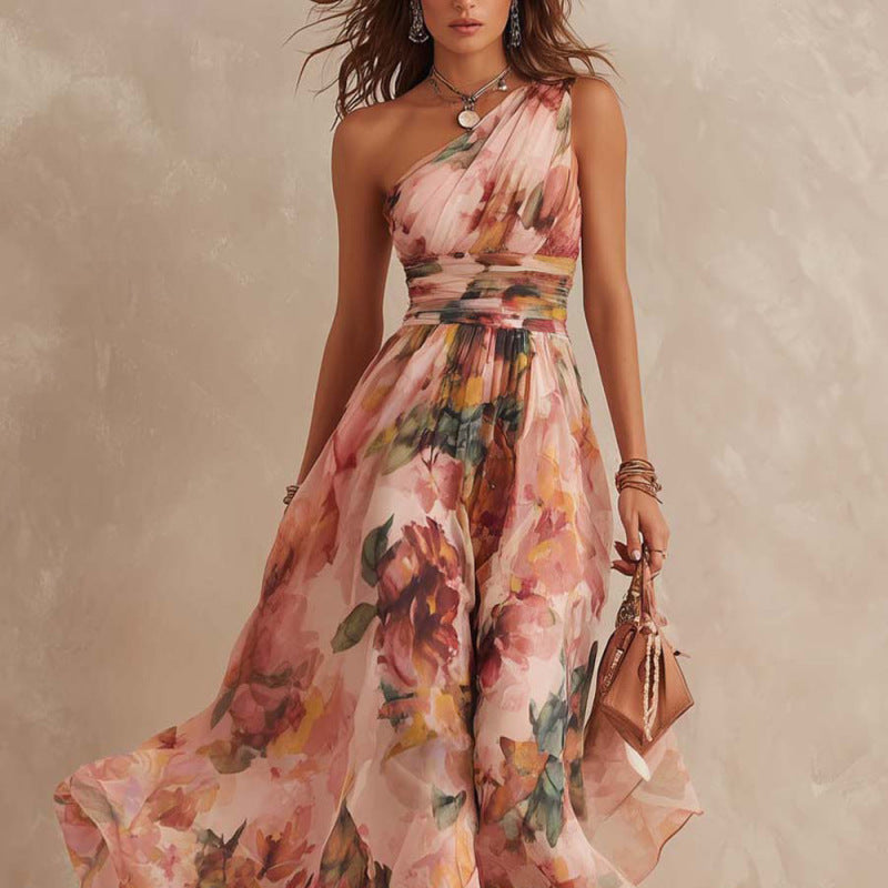 Amapola | Vestido Elegante con Estampado sin Mangas