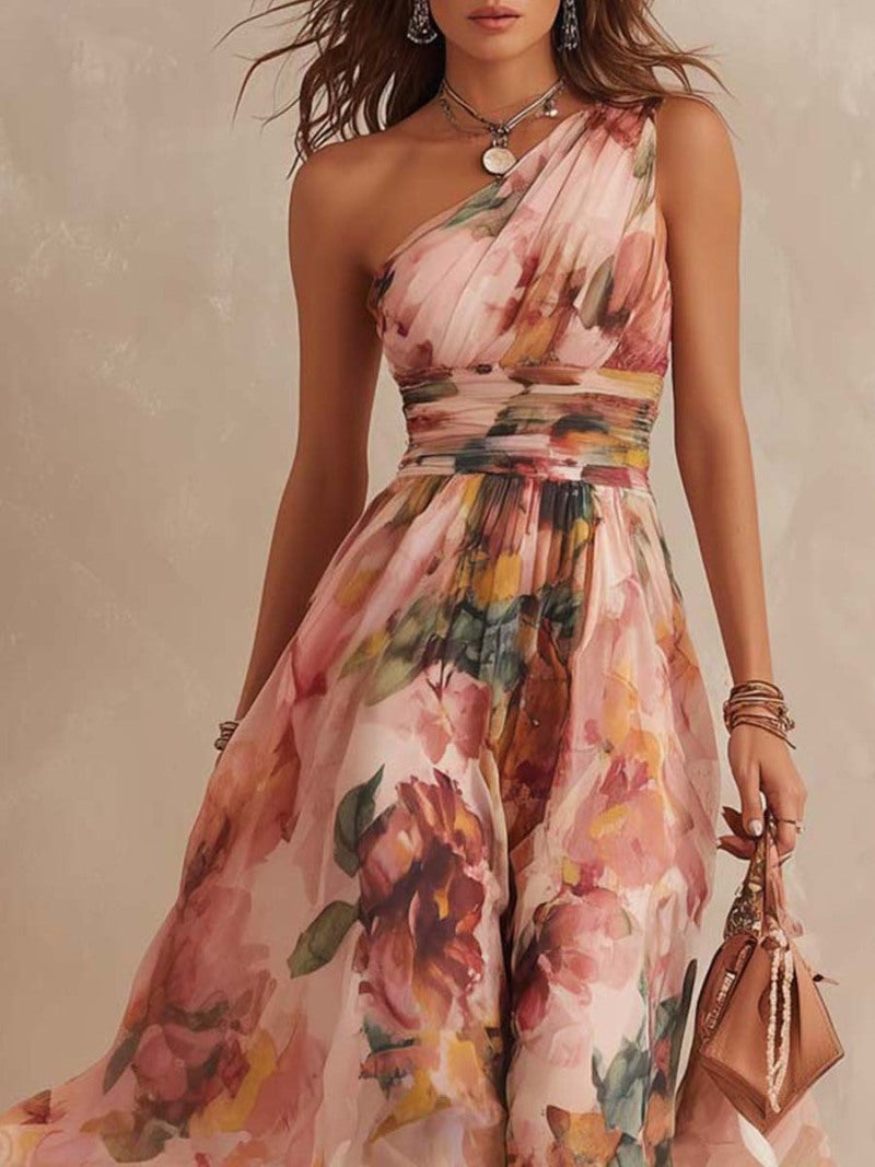 Amapola | Vestido Elegante con Estampado sin Mangas