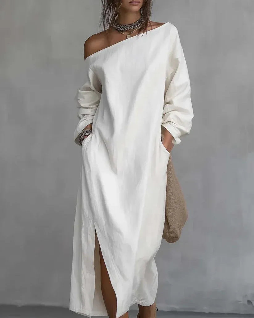 Ángela | Vestido Asimétrico De Lino