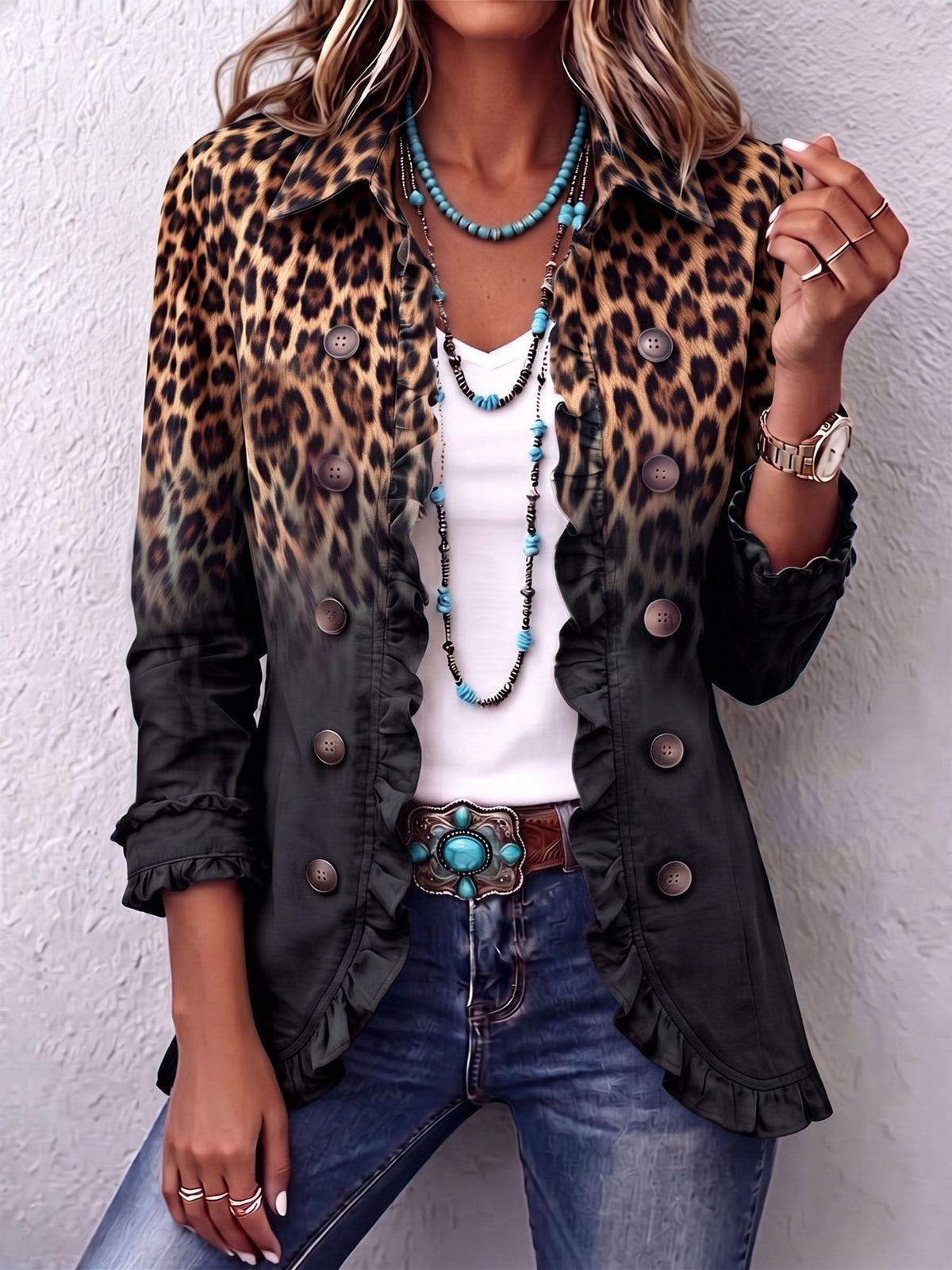 Sabina | Chaqueta Blazer Leopardo Negro
