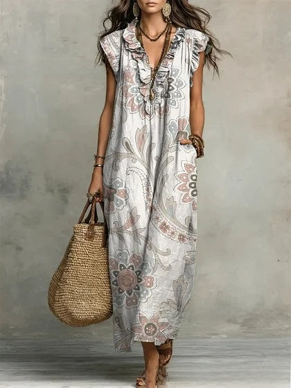 Vestido Largo Boho Estampado Paisley