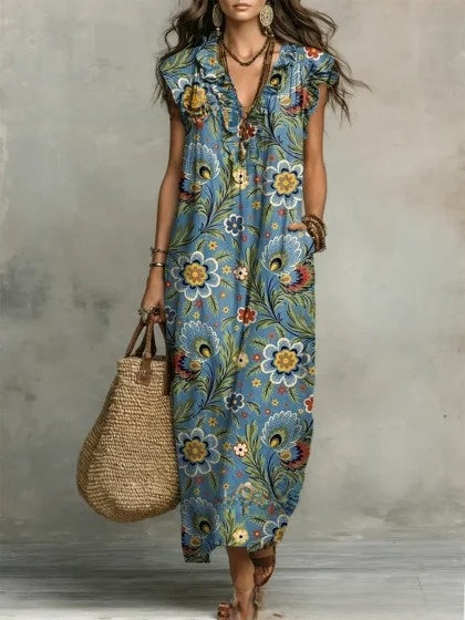 Vestido Largo Boho Estampado Paisley