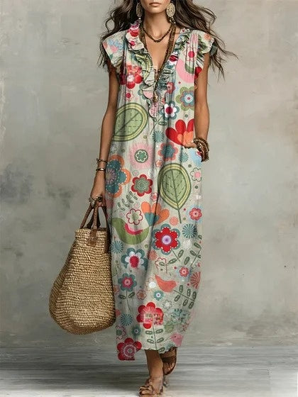 Vestido Largo Boho Estampado Paisley
