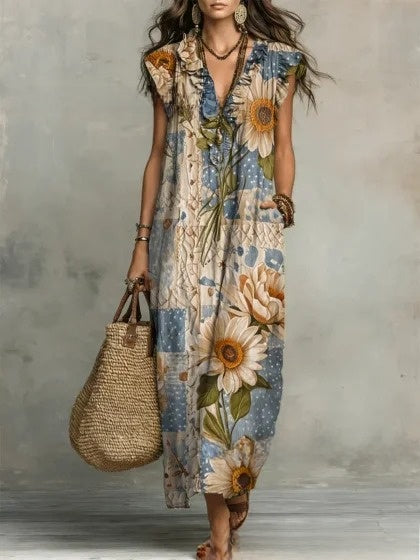 Vestido Largo Boho Estampado Paisley