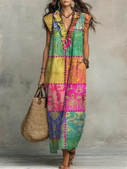 Vestido Largo Boho Estampado Paisley