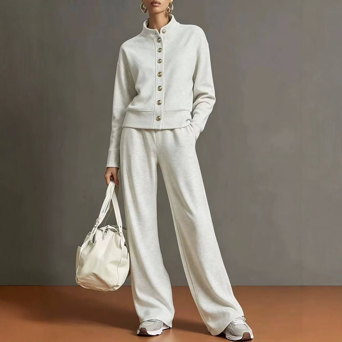 Alba | Conjunto de Punto con Cuello Alto y Pantalón de Pierna Ancha