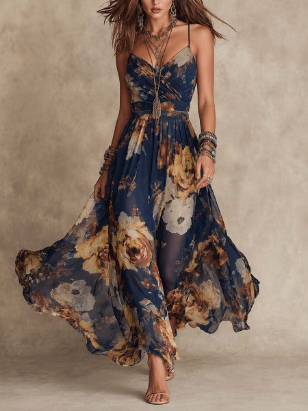 Zafiro | Vestido Midi de Gasa Floral