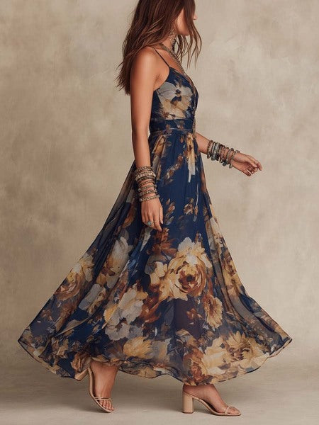 Zafiro | Vestido Midi de Gasa Floral